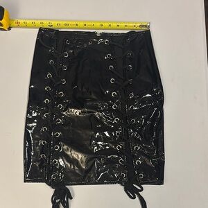 Elegant Black Lace-Up Pencil Skirt